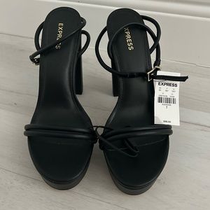 Express Black Platform Strappy Heels